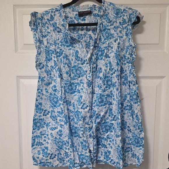 Layne Bryant Tops - Elegant Blue Floral Blouse
